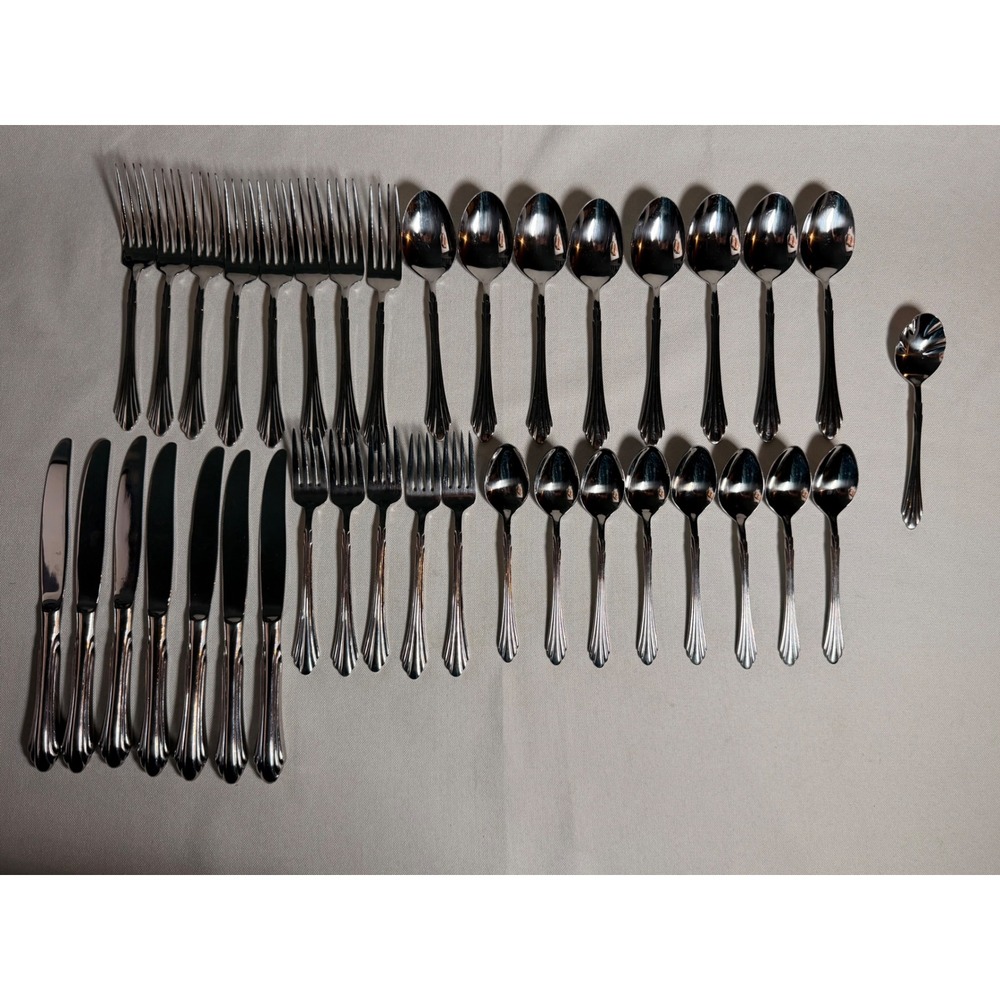 Retroneu 18/8 Stainless Flatware Set Ribbed Art Deco Korea 30 flatware set